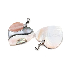 Natürliche Abalone-Muschel & schwarze Lippenmuschel & rosa Muschelanhänger&nbsp;SSHEL-B003-06P-02