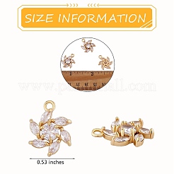 6 pièces fleur clair zircone cubique pendentif à breloque en laiton fleur charme longue durée plaqué pendentif pour bijoux collier boucle d'oreille faisant de l'artisanat&nbsp;JX399A