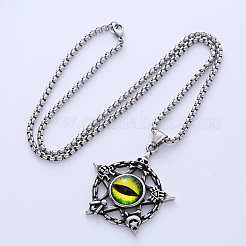 Nachtclub Punk Retro Teufel Auge Pentagramm 304 Edelstahl Anhänger Halskette Schmuck&nbsp;NW8478