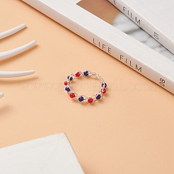 Anello da dito con perline intrecciate con semi giapponesi del giorno dell'indipendenza&nbsp;RJEW-TA00060