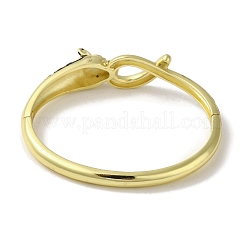Bracelet à charnière léopard en laiton pavé de zircons cubiques verts pour femmes&nbsp;BJEW-K246-14G