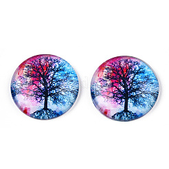 Halbrund / Dom Baummuster Glas flatback BlumeCabochons für DIY-Projekte&nbsp;LS-GGLA-Q037-25mm-M28-01