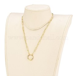 Collane con pendente e moschettone a vite in ottone con micro pavé di zirconi&nbsp;NJEW-JN03115