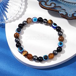 Stretch-Armbänder mit runden Edelsteinperlen&nbsp;BJEW-JB11005-04