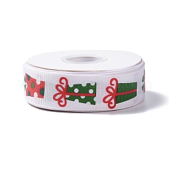 Cinta de grogrén de poliéster con estampado de tema navideño de 25 yarda&nbsp;OCOR-C004-02H