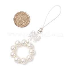 Ciondolo decorativo con perle finte in ABS e fiocco in conchiglia rotonda&nbsp;X1-HJEW-TA00363