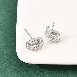 Boucles d'oreilles puces en laiton à nœud et micro-pavé de zircone cubique&nbsp;EJEW-C174-01P-06