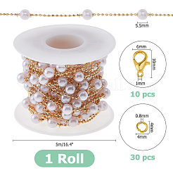 DIY Messing ABS Imitation Perle Perle handgefertigte Ketten Halsketten Herstellung Kits&nbsp;DIY-HS0001-65B