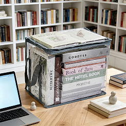 Bolsas de plástico PVC transparente de gran capacidad con cremallera y asa para guardar libros.&nbsp;ABAG-WH0040-60B