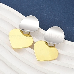 Zweifarbige Ohrstecker aus Messing mit Herzmotiv für Damen&nbsp;EJEW-U057-02GP-B