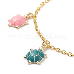 Bracelets de charme de tortue d'émail d'alliage avec des chaînes de câble de fer pour des femmes&nbsp;BJEW-JB09087