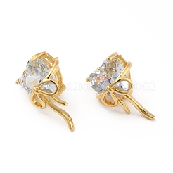 Zirkonia-Herz mit Bowknot-Ohrsteckern&nbsp;EJEW-B013-10G