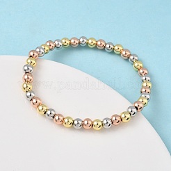 Bracciali elasticizzati con perline rotonde in ottone per uomo donna&nbsp;BJEW-B148-05C-M