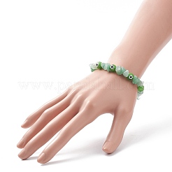 7 pz 7 stile naturale e sintetico misto chip di pietre preziose e lampwork malocchio braccialetti elastici impostati per le donne&nbsp;BJEW-JB08746