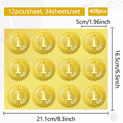 34 Blatt Nummer 1 selbstklebende Aufkleber mit Goldfolienprägung&nbsp;DIY-WH0509-041