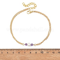 Cavigliere con perle rotonde bianche in conchiglia e perline miste di pietre naturali&nbsp;AJEW-AN00835
