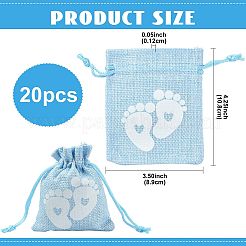 Sacs à cordon en polyester avec empreintes de bébé&nbsp;ABAG-FZC0001-01A