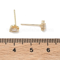 Ohrstecker aus Messing mit Mikropavé und klaren kubischen Zirkonia für Damen&nbsp;EJEW-F403-04G