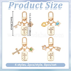 8 pieza de 4 estilos de adornos colgantes de rhinestone de aleación&nbsp;HJEW-NB00323