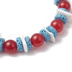 Bracelets extensibles en perles de jade malaisiennes rondes et naturelles teintées&nbsp;BJEW-JB11818-03