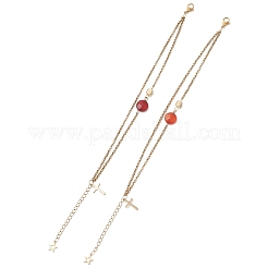 Bracelet en agate rouge naturelle facettée&nbsp;BJEW-JB13481