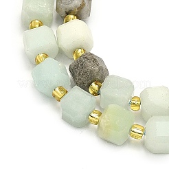 Natürlicher Amazonit-Perlenstrang mit Blumen&nbsp;G-I376-D33-01