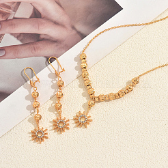 Set di orecchini e collane vintage in ottone con micro pavé di zirconi cubici trasparenti e sole per donna&nbsp;PM5881