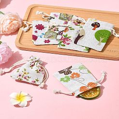 24 Stück Sackleinen-Verpackungsbeutel mit Blumen- und Tiermotiven in zwei Farben&nbsp;ABAG-FS0001-13