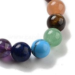 Bracelets extensibles de chakra en perles rondes en quartz rose naturel&nbsp;BJEW-K251-01G