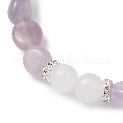 Braccialetti con perline di giada bianca naturale e ametista lavanda rotondi e a pepite per le donne&nbsp;BJEW-JB13146