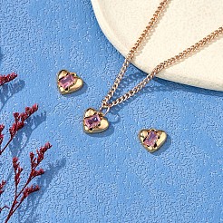 5 ciondolo a forma di cuore in ottone con zirconi rosa ciondolo di san valentino ciondolo a forma di cuore per orecchini di gioielli che fanno artigianato&nbsp;JX384A