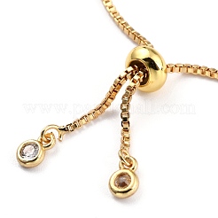 Verstellbare messing micro pave klar kubik zirkonia schiebearmbänder&nbsp;BJEW-L652-14G