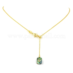 Geometrischer Anhänger aus natürlicher Abalone-Muschel mit Lariat-Verschluss und Messingkabelkette&nbsp;NJEW-JN06636