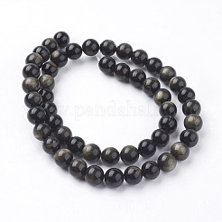 Natürliche goldenen Glanz Obsidian Perlen Stränge&nbsp;G-C068-8mm-9