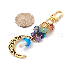 Luna hueca de aleación y decoraciones colgantes de setas de murano&nbsp;HJEW-JM01612-03