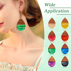 16 pièces 8 couleurs résine transparente et pendentifs en bois de noyer&nbsp;RESI-TA0002-66