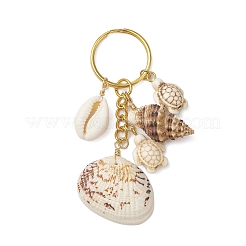 Portachiavi in conchiglia naturale stile oceano con turchese sintetico&nbsp;KEYC-JKC01231-03