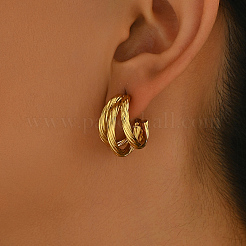 Élégantes boucles d'oreilles à tige torsadées en acier inoxydable 201 en forme de triple C&nbsp;AB3711-1
