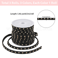 3 rouleau de cordon plat en faux daim 3 couleurs avec rivets en alliage&nbsp;LW-CL0001-08A
