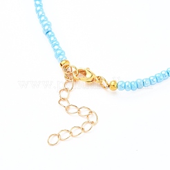 Tobilleras de cuentas de vidrio y cadenas de latón para el tobillo&nbsp;AJEW-AN00315