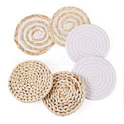 6 Stück 3 Stile handgefertigte Topflappen mit gewebten Tischsets aus Maisstroh&nbsp;AJEW-MB0001-04