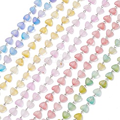 Chaînes à maillons en forme de cœur faites à la main en fer et acrylique&nbsp;AJEW-JB01449