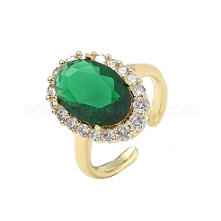 Bagues ouvertes en laiton avec micro pavé de zircones cubiques pour femmes&nbsp;RJEW-L343-17G-08