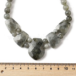 Colliers de perles graduées à facettes en labradorite naturelle pour femmes&nbsp;NJEW-B128-01P