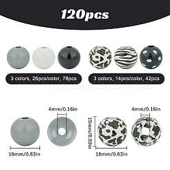 6 Stil bemalte Naturholzperlen&nbsp;WOOD-SP0001-10