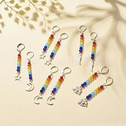 Jade de malaisie naturel avec breloque en alliage longues boucles d'oreilles à levier&nbsp;EJEW-JE04910