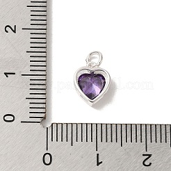 925 dije de corazón de circonita cúbica de plata esterlina con anillos de salto&nbsp;FIND-U013-10S-06