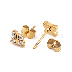 Pendientes de mariposa de acero inoxidable 304 con micropavé de circonita cúbica para mujer&nbsp;EJEW-E311-04G