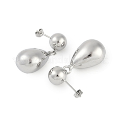 Glatte tropfenförmige Messing-Ohrhänger für Damen&nbsp;EJEW-D280-02P-01
