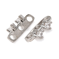 Distanziatori in ottone con zirconi cubici trasparenti a 3 foro&nbsp;KK-K422-21P